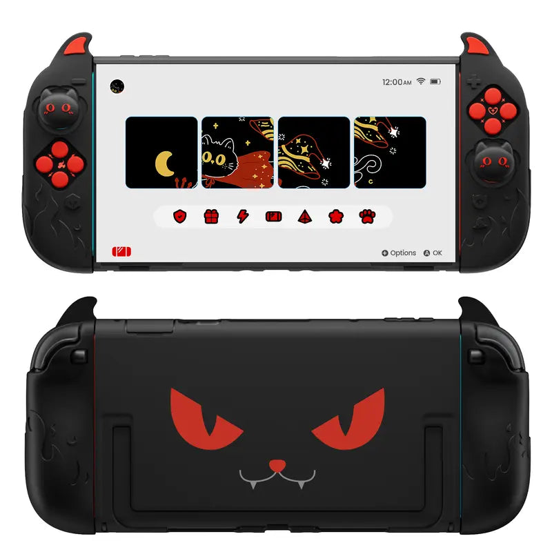 Playvital [For Nintendo Switch 2(2025 Version) ] Gothic Imp Series & Cute Demon Series Protective Case for Nintendo Switch 2, Kawaii Dockable Hard Case Shell for Switch 2 with Thumb Grips & Sticker - Black