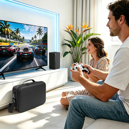 Xbox Series X Protective Hard EVA Rigid Shell Secure Carry Bag - Durable Travel Accessory, Waterproof, Shockproof, Dustproof, Lightweight, High-Capacity Luggage with Zipper for Console, Controller, Headset, Games, Cables, Father’S Day Gamer Gift