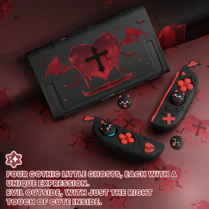 Playvital [For Nintendo Switch 2(2025 Version) ] Gothic Imp Series & Cute Demon Series Protective Case for Nintendo Switch 2, Kawaii Dockable Hard Case Shell for Switch 2 with Thumb Grips & Sticker - Black
