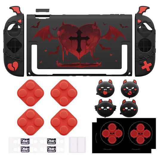Playvital [For Nintendo Switch 2(2025 Version) ] Gothic Imp Series & Cute Demon Series Protective Case for Nintendo Switch 2, Kawaii Dockable Hard Case Shell for Switch 2 with Thumb Grips & Sticker - Black