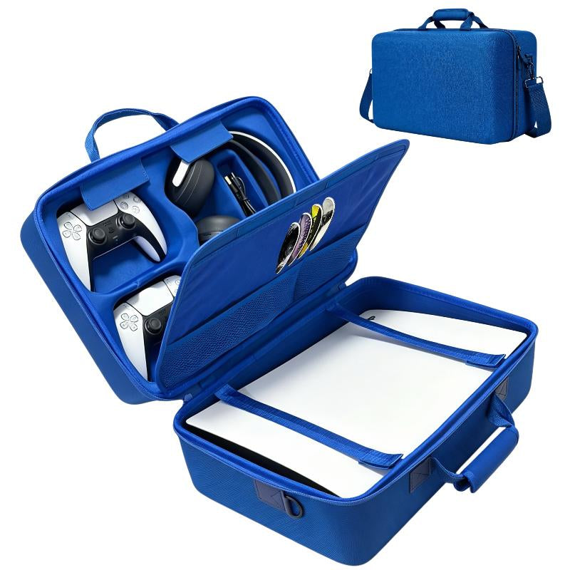 PS5 Gaming Console Portable Carry Case - Compact EVA Shell Home/Travel Luggage Organizer with 2 Controller Slots for Console & Accessories