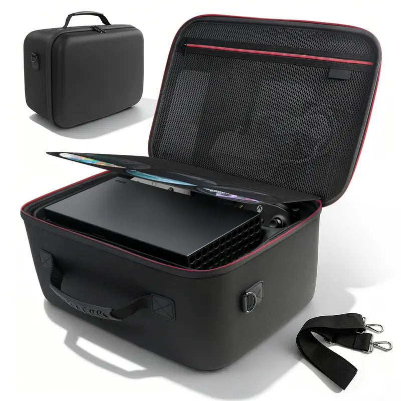Xbox Series X Protective Hard EVA Rigid Shell Secure Carry Bag - Durable Travel Accessory, Waterproof, Shockproof, Dustproof, Lightweight, High-Capacity Luggage with Zipper for Console, Controller, Headset, Games, Cables, Father’S Day Gamer Gift