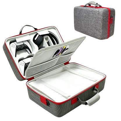 PS5 Gaming Console Portable Carry Case - Compact EVA Shell Home/Travel Luggage Organizer with 2 Controller Slots for Console & Accessories