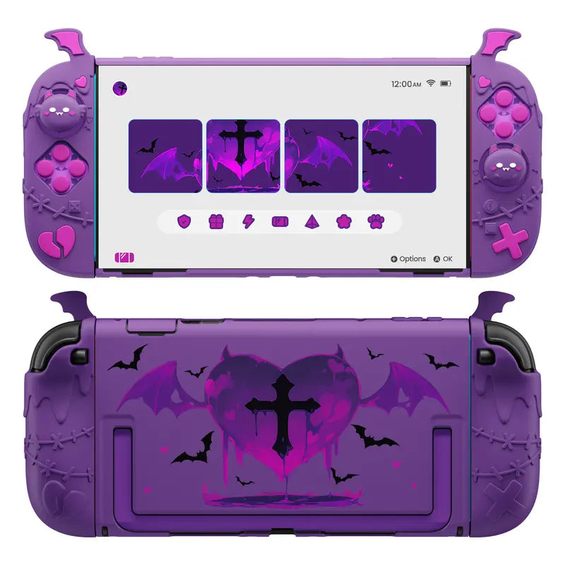 Playvital [For Nintendo Switch 2(2025 Version) ] Gothic Imp Series & Cute Demon Series Protective Case for Nintendo Switch 2, Kawaii Dockable Hard Case Shell for Switch 2 with Thumb Grips & Sticker - Black