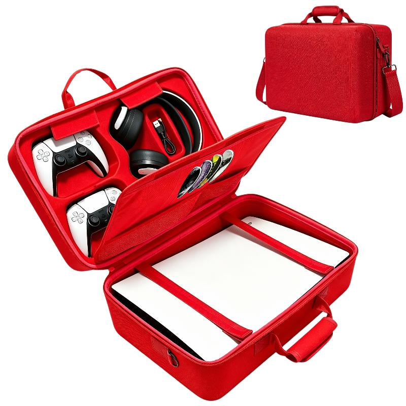 PS5 Gaming Console Portable Carry Case - Compact EVA Shell Home/Travel Luggage Organizer with 2 Controller Slots for Console & Accessories