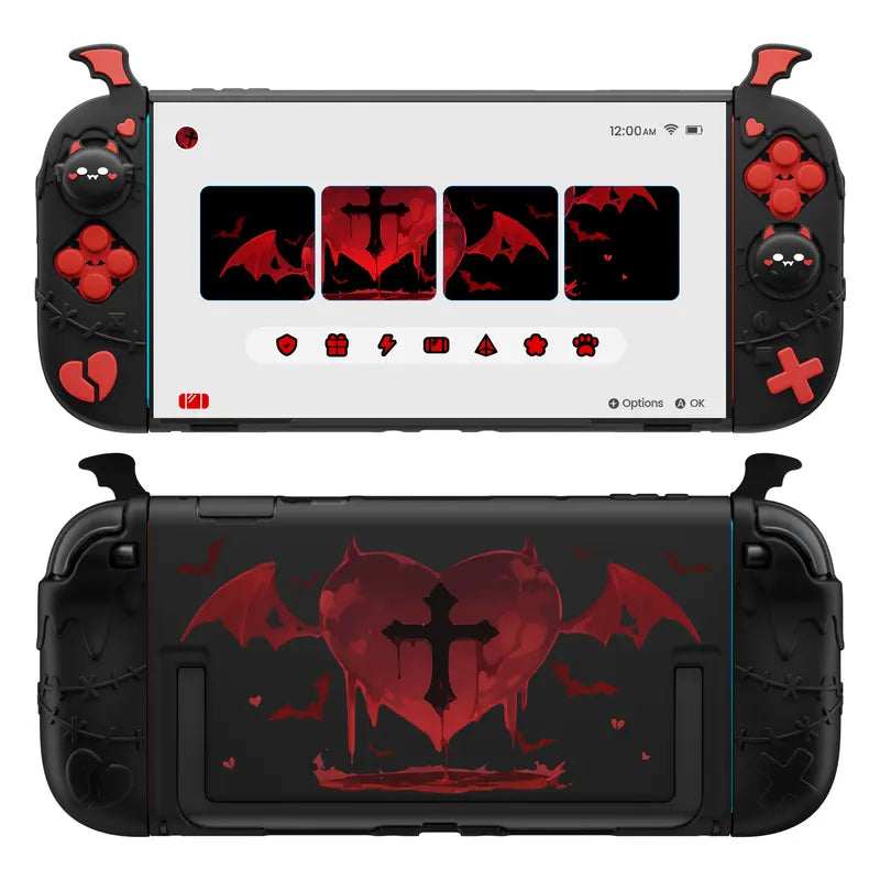 Playvital [For Nintendo Switch 2(2025 Version) ] Gothic Imp Series & Cute Demon Series Protective Case for Nintendo Switch 2, Kawaii Dockable Hard Case Shell for Switch 2 with Thumb Grips & Sticker - Black
