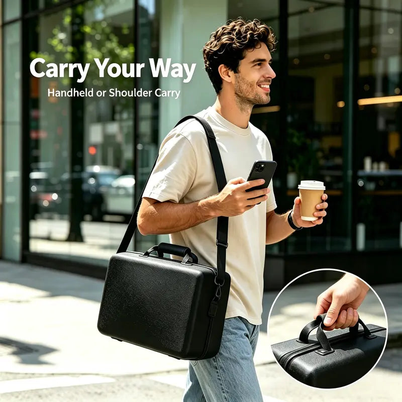 PS5 Gaming Console Portable Carry Case - Compact EVA Shell Home/Travel Luggage Organizer with 2 Controller Slots for Console & Accessories