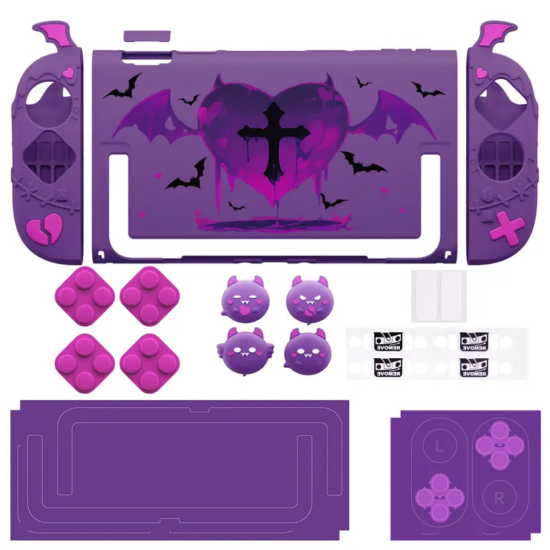 Playvital [For Nintendo Switch 2(2025 Version) ] Gothic Imp Series & Cute Demon Series Protective Case for Nintendo Switch 2, Kawaii Dockable Hard Case Shell for Switch 2 with Thumb Grips & Sticker - Black