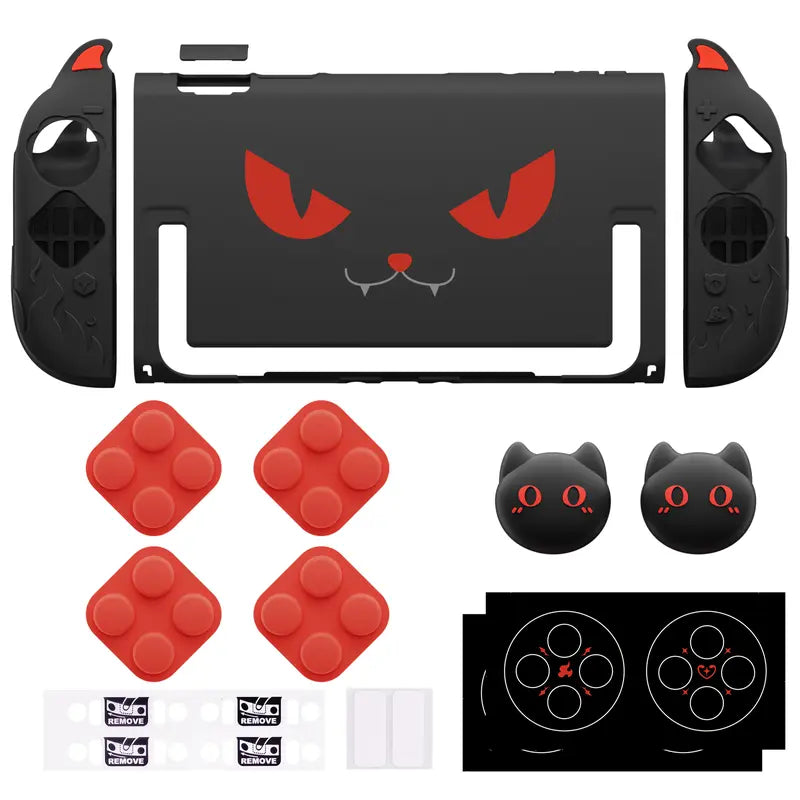 Playvital [For Nintendo Switch 2(2025 Version) ] Gothic Imp Series & Cute Demon Series Protective Case for Nintendo Switch 2, Kawaii Dockable Hard Case Shell for Switch 2 with Thumb Grips & Sticker - Black