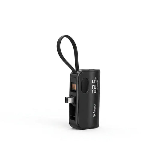 【Aikeing】 Li-Ion Cells Portable Battery Pack, 5000Mah 22.5W PD Fast Charging, 3-Port Output Compact Lightweight Charger with Digital Display, USB Type-C Multi-Device Accessory, Travel Back-To-School Black Essential
